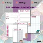 Sea Animal Memo Pad | Not Kağıdı Ve Bloknot (A7-300 SAYFA)