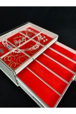 Kişiye Özel Şeffaf Kapaklı Mücevher Takı Kutusu, Organizer Takı Saklama Kutusu, Takı Organizeri - Görsel 2