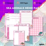 Sea Animal Memo Pad Pink | Not Kağıdı Ve Bloknot (A7-300 SAYFA)