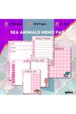 Sea Animal Memo Pad Pink | Not Kağıdı Ve Bloknot (A7-300 SAYFA)