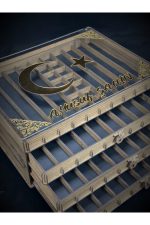 Kişiye Özel Şeffaf Kapaklı Ahşap Tesbih Ve Yüzük Koleksiyon Kutusu (38 TESBİH,14 YÜZÜKLÜK) - Görsel 3