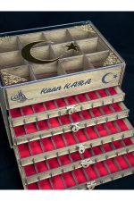 Kişiye Özel Şeffaf Kapaklı Ahşap Tespih Ve Saat Koleksiyon Kutusu (50 TESPİH, 12 SAATLİK)