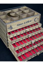 Kişiye Özel Şeffaf Kapaklı Ahşap Tespih Ve Saat Koleksiyon Kutusu (50 TESPİH, 12 SAATLİK) - Görsel 2