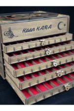 Kişiye Özel Şeffaf Kapaklı Ahşap Tespih Ve Saat Koleksiyon Kutusu (50 TESPİH, 12 SAATLİK) - Görsel 3