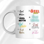 Kişiye Özel Kupa Bardak Kendi Seçtiğin Metni Yazdır (Makinada yıkanabilir.)