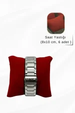 Saat Yastığı, Saat Kutusu Yastığı Kırmızı Süet ( 8x10 Cm ) - Görsel 2